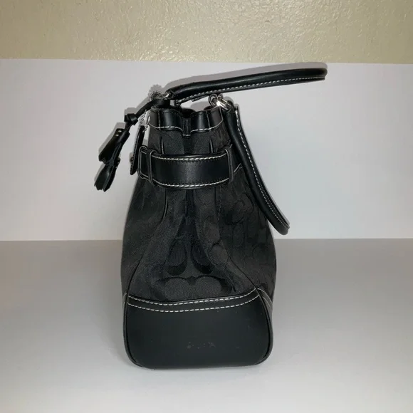 Y2K Coach Black Signature Canvas and Leather Hampton Tote - Picture 9 of 14